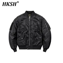 HKSH Niche Design Heavy Weight Cotton Jacket Men's Tide Winter Thick American Safari Style Padded Coat Trend Fashion Dark HK2949