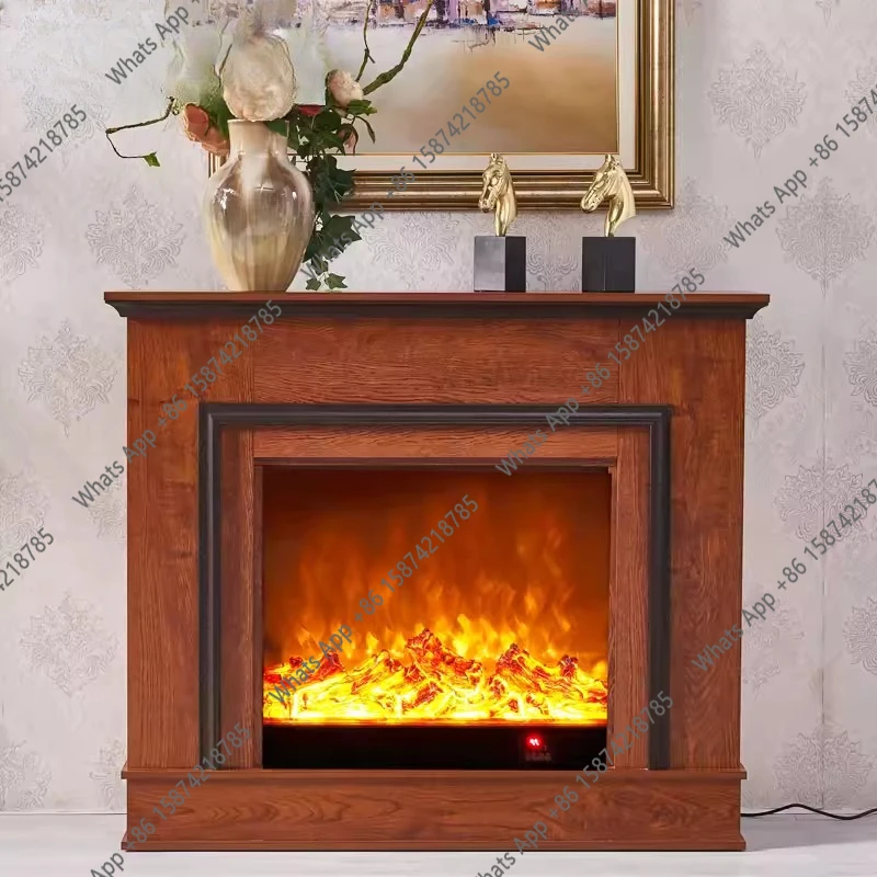 

Декоративный камин в европейском стиле 1/1.2, американский деревенский электрокамин, белый, из темного дерева, с функцией обогрева, в виде тумбы