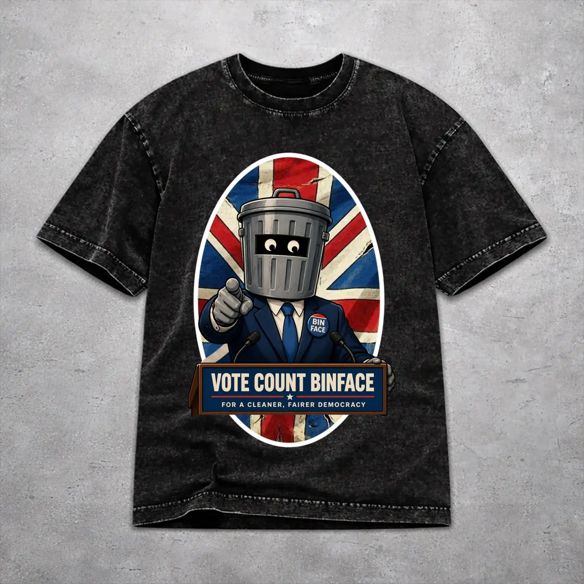 Fashion Men Women Vote Count Binface For Prime Minister  Tee Shirt Washed Style  T Shirts Clothes