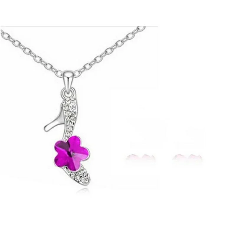 Crystal Glass Pendant Necklace for Women Lake Blue Trendy Period Tracker Jewelry