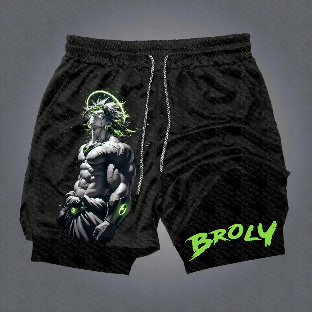 Dragon Ball Goku Vegeta Anime Printed Double-layer Shorts, American Sporty Summer Casual Fashionable Men's and Women's Shorts