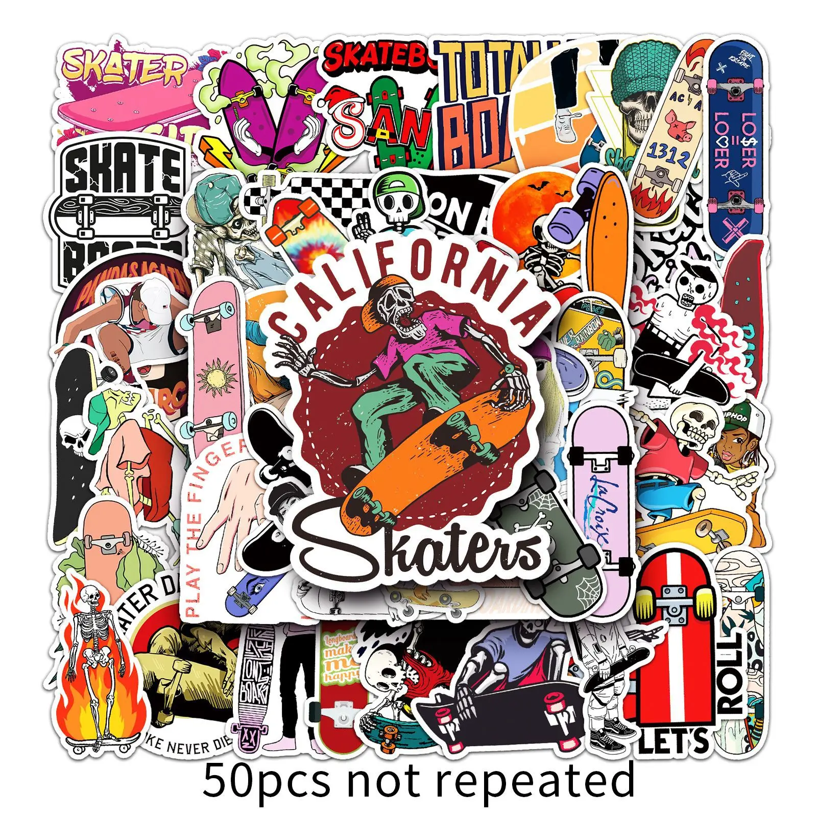 10/50Pcs Cartoon Trend Sports Skateboard Stickers Fashion Stickers Graffiti Kids Toy Skateboard Phone Luggage Sticker Decals