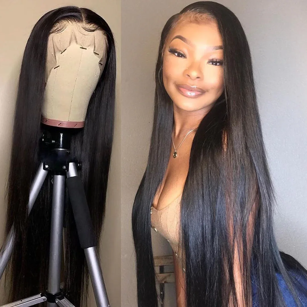 

100% человеческие волосы, прямые 13x6, кружевная передняя часть, 13x4 HD, прозрачный кружевной фронтальный парик на шнурке, 30 34 дюйма, 4x4 5x5 Hd, кружевные парики