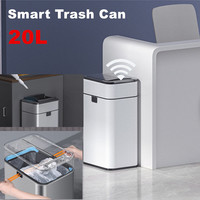 20L Trash Bin Smart Sensor Trash Can Stainless Steel Automatic Wastebin For Bathroom Kitchen Smart Bucket Garbage