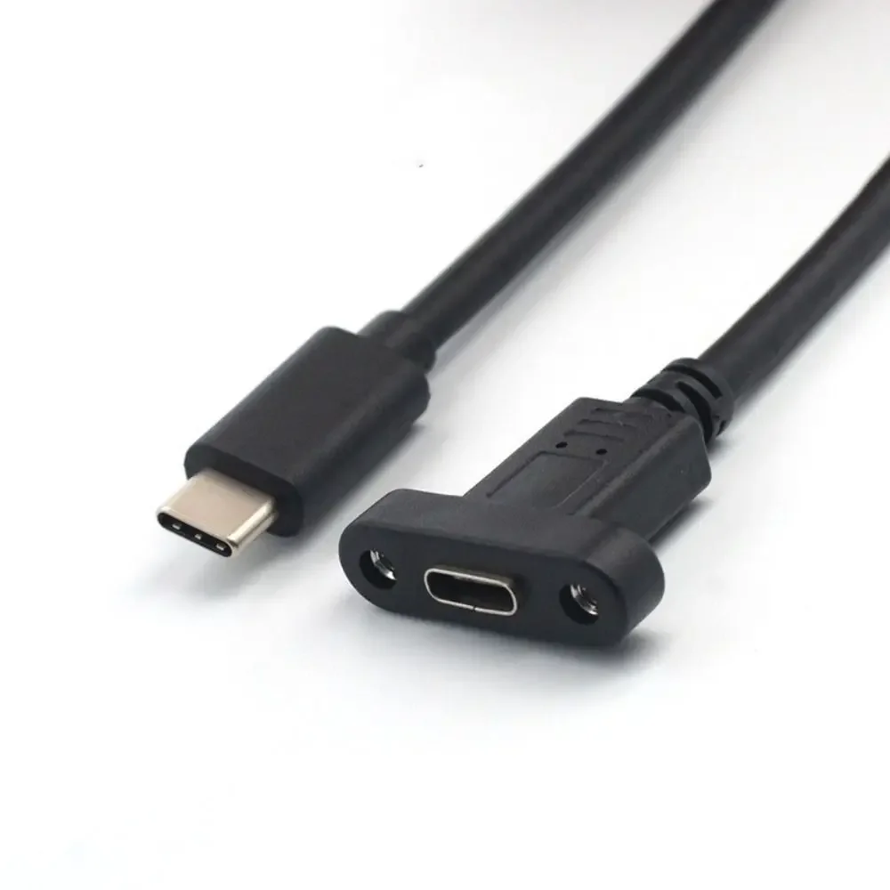 Type C Male To Female Panel Mount USB-C Male To Female Cable USB-C Extension Line Lock Connector Cable Type C Extension Cable