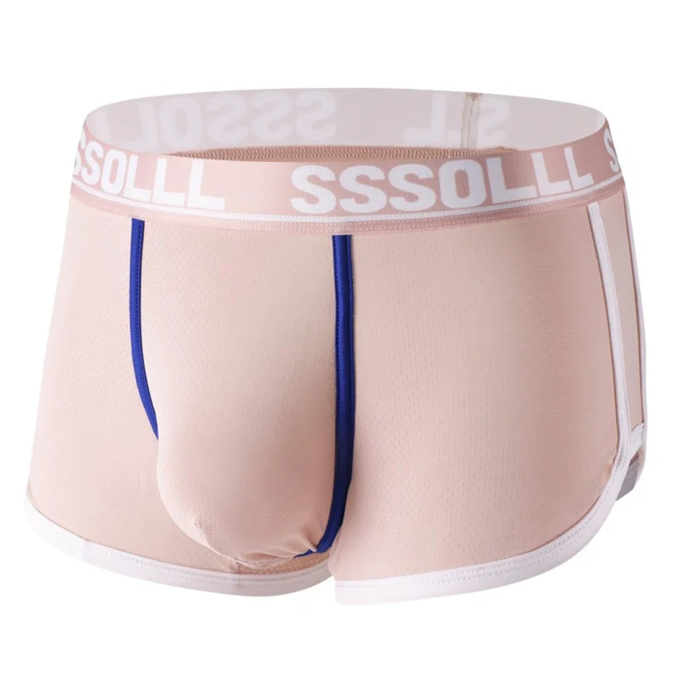 

Мужские шорты-боксеры с принтом, сетчатое дышащее нижнее белье, плоские угловые плавки со средней талией, модные трусы для фитнеса, спорта и фитнеса