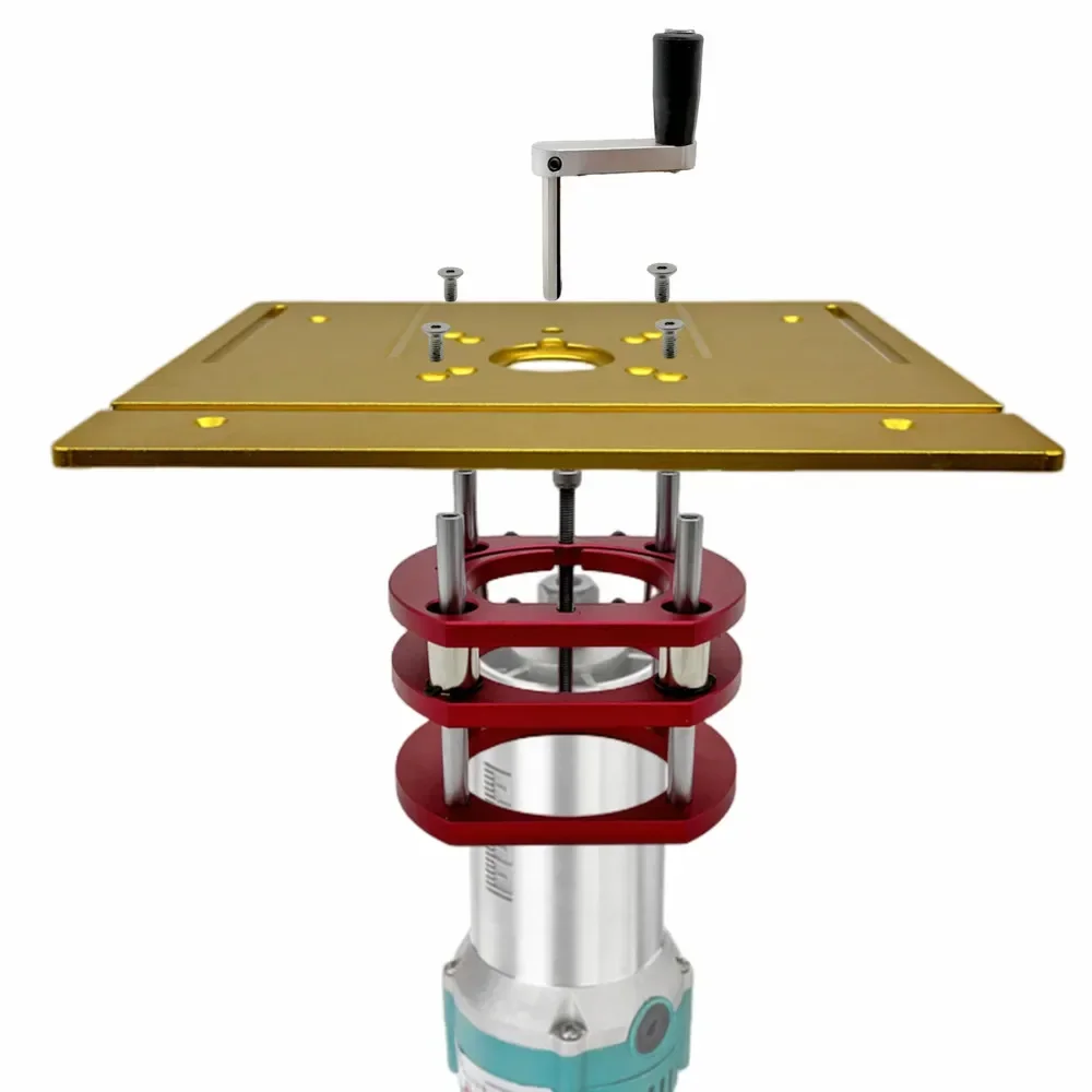 Aluminum Router Lift Table Lifting Platform Stand Wood Milling Woodworking Benches for 64-66mm Diameter Motors Engraving Machine