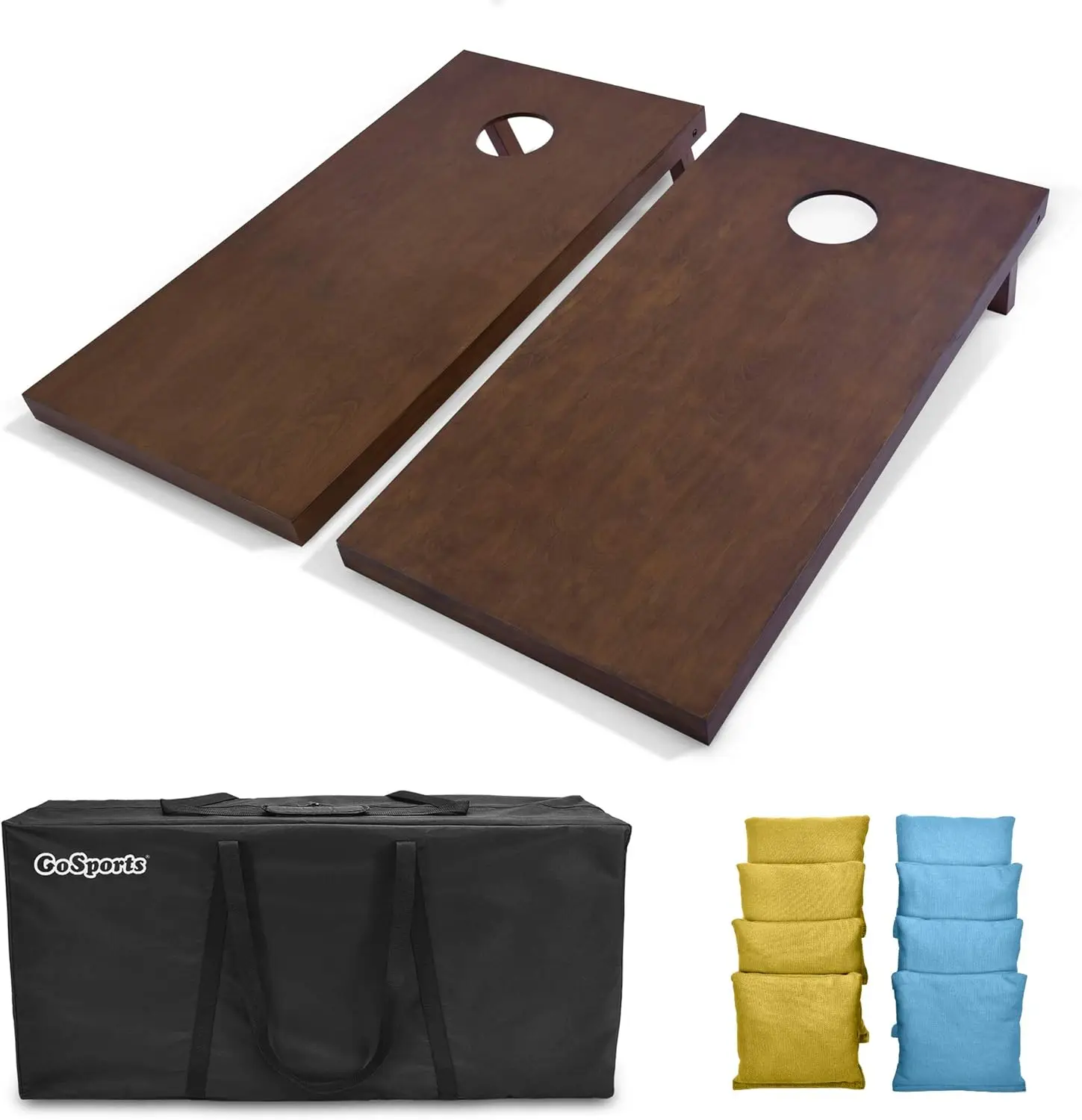 4'x2' Regulation Size Wooden Cornhole Boards Set with Dark Brown Varnish | Includes Carrying Case and Bean Bags