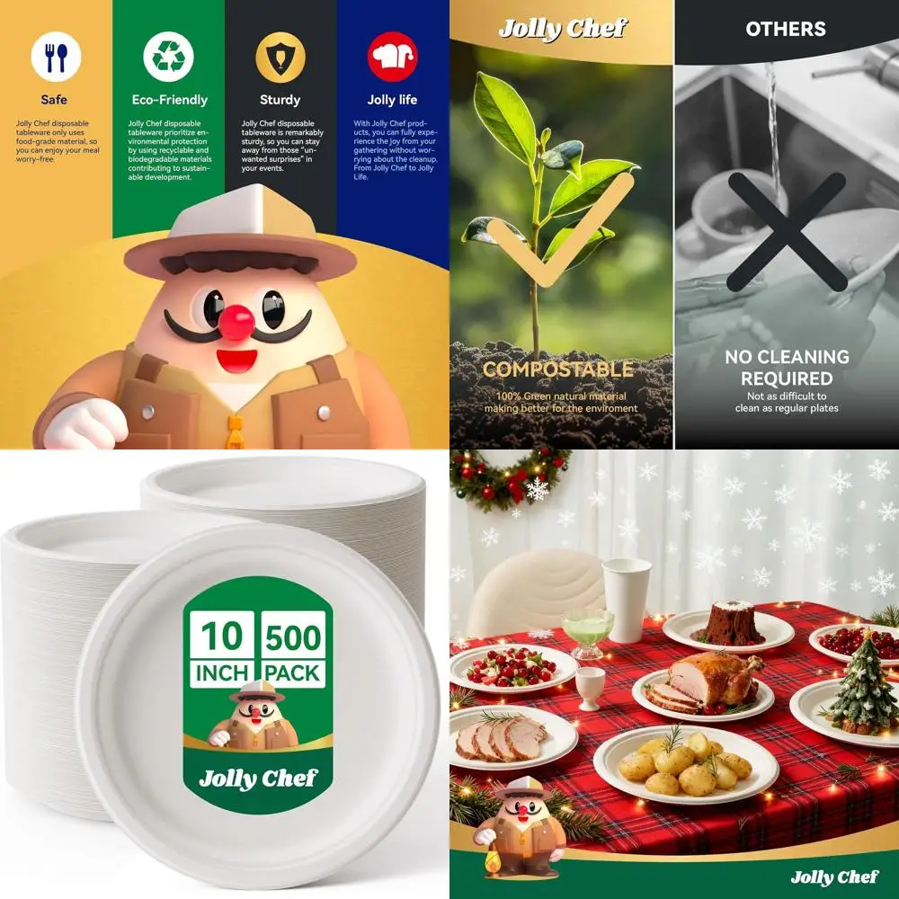 

Экологичные сверхпрочные компостируемые тарелки, 10 дюймов, упаковка по 500 шт., белые бумажные тарелки без покрытия, изготовленные из Bagasse, биоразлагаемые для