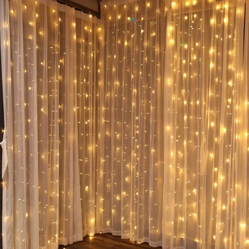 USB Curtain String Lights 8 Lighting Modes Christmas Garland Festoon Wedding Bedroom Holiday Party Home Decoration Fairy Lights