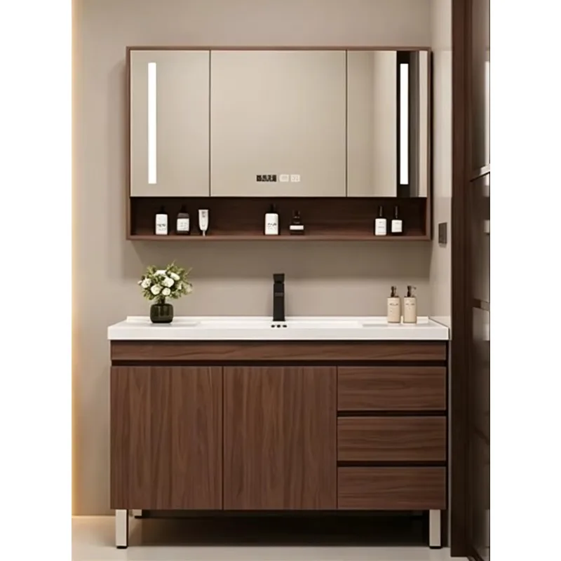 Luxury Modern Fashion Customized Bathroom Sink Led Mirror Vanity Cabinets Floor Stand Bathroom Cabinet With Sink