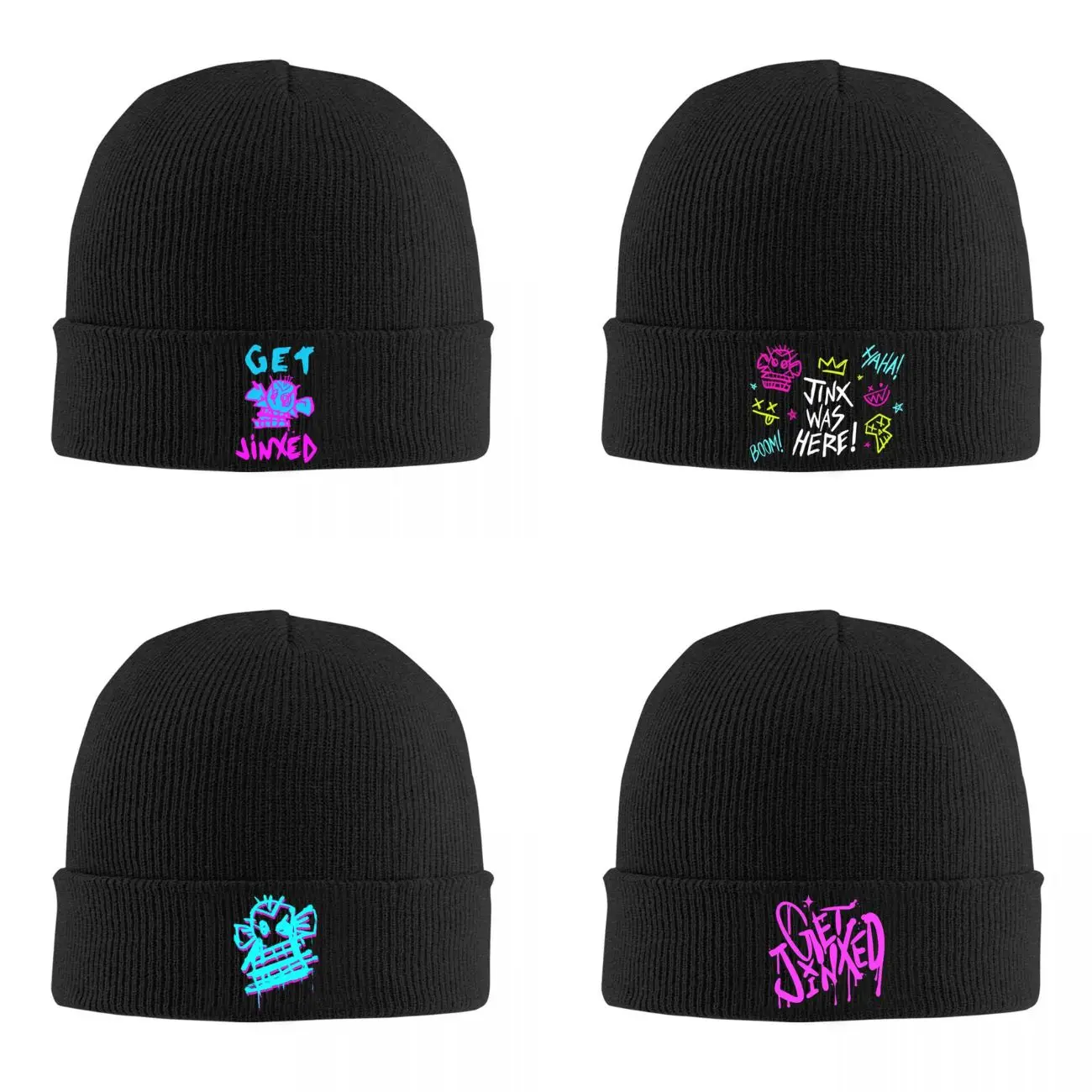 Unisex Arcane Jinx Monkey Beanie Hats Anime Vintage Knitting Hat Winter Autumn Kpop Caps Women Pattern Warm Soft Bonnet Hats