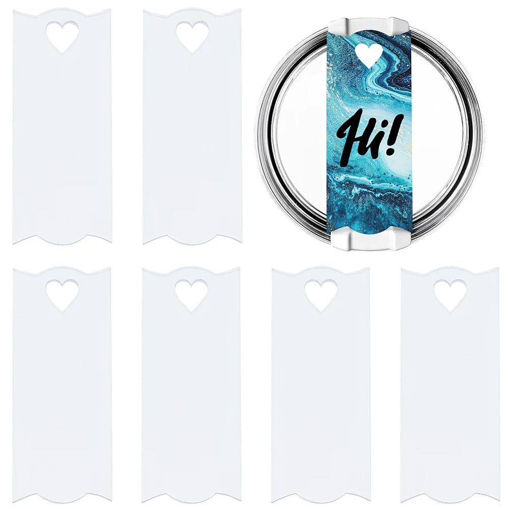8Pcs Sublimation Blank Name Plates Name Plate Topper 40 oz Rectangle Acrylic White 3.17 x 1.28in Heat Transfer Personalized