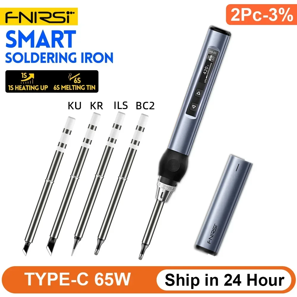 FNIRSI HS01 Smart Electric Soldering Iron PD 65W Adjustable Constant Temperature HS-01 Tip Solder Station Welding Repair Tools