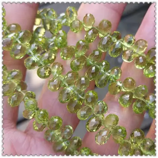 10pcs loose beads green peridot  drop faceted 4-6mm  for DIY jewelry making FPPJ wholesale beads nature gem stone