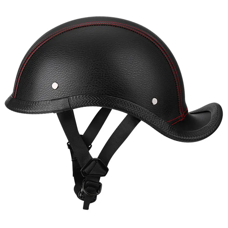 

Motorcycle Helmets Vintage Leather Half Face Helmet Moped Scooter Adults Men Women DOT Certified 1/2 Low Profile Half Open Helm