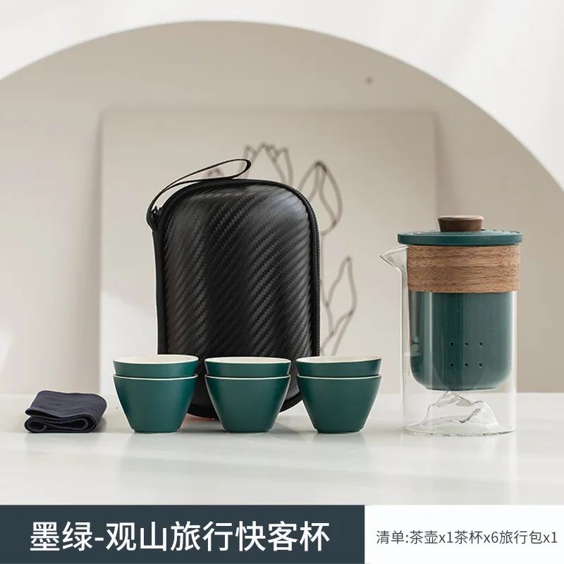

Travel Kung Fu Tea Set Small Portable Outdoor Single Person Camping Tea Drinking Equipment Ceramic Teapot Quick Tea Cup