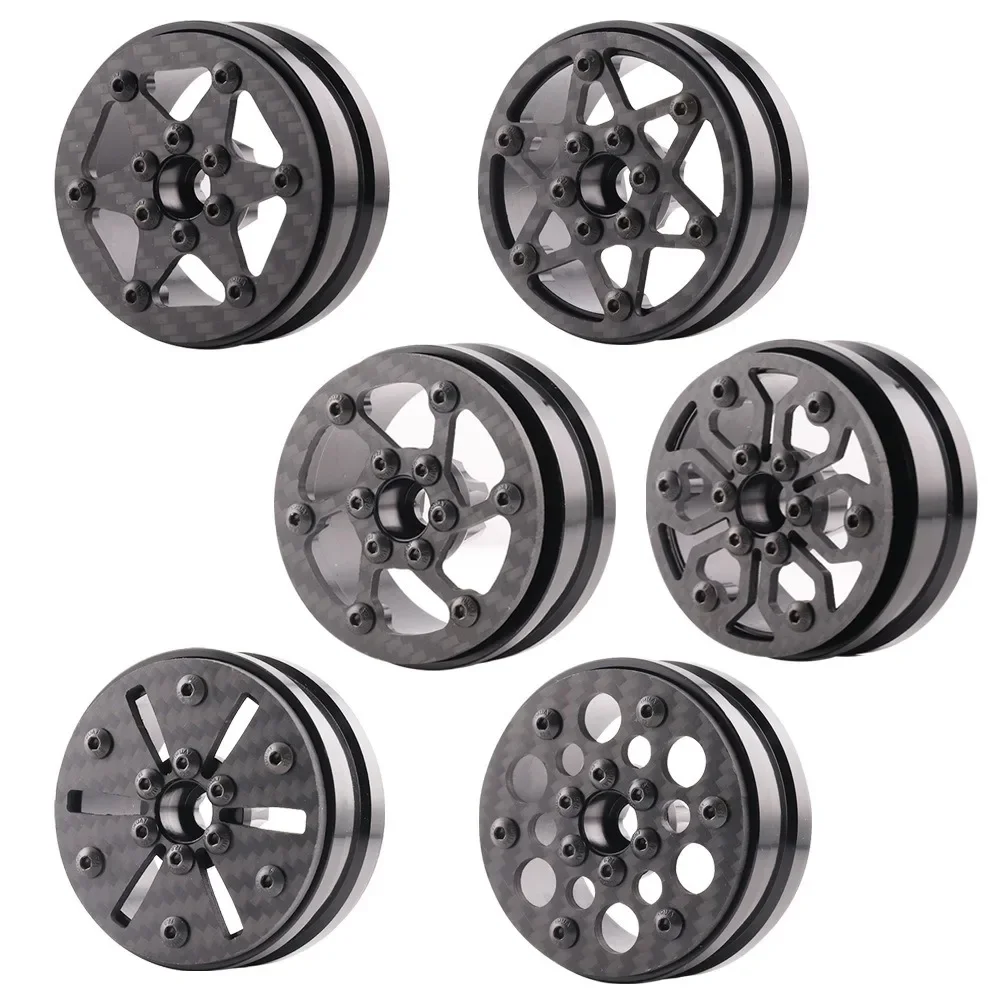 

4Pcs Carbon Fiber 1.9Inch Beadlock Wheel Rim Wheel Hub for 1/10 RC Rock Crawler