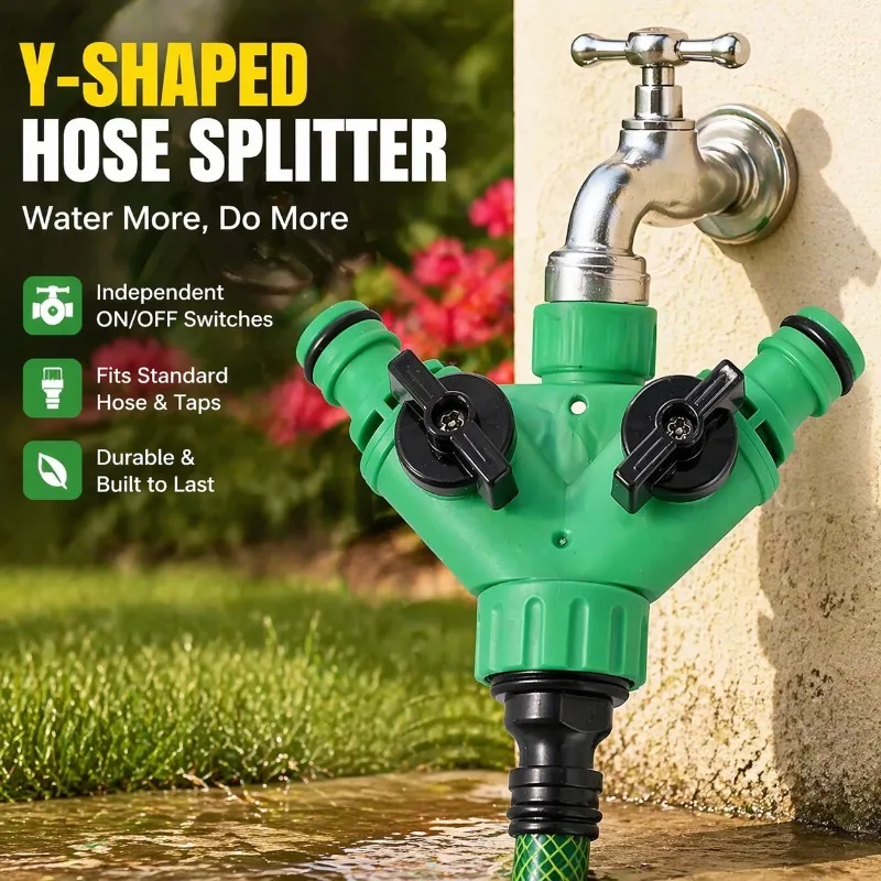 High Quality Durable Accessory for Car Wash Hose Water Gun Easy Installation Practical Garden Cleaning Tool Y Shape Connector