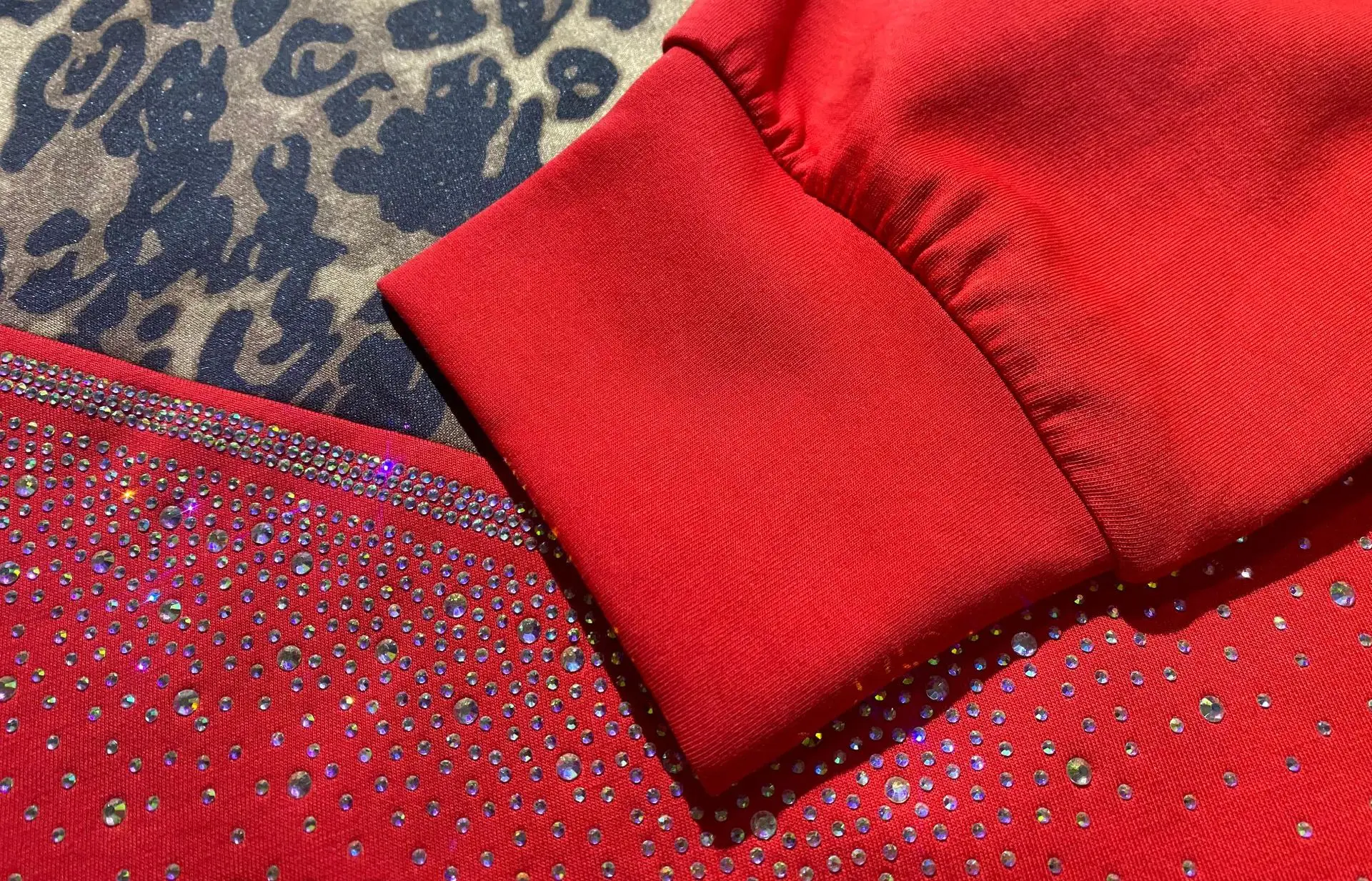 Autumn Leopard Print Patchwork 2 Piece Sets Womens Outfits Loose Bright Diamonds Casual Hooded Patchwork Side Stripe Tracksuit