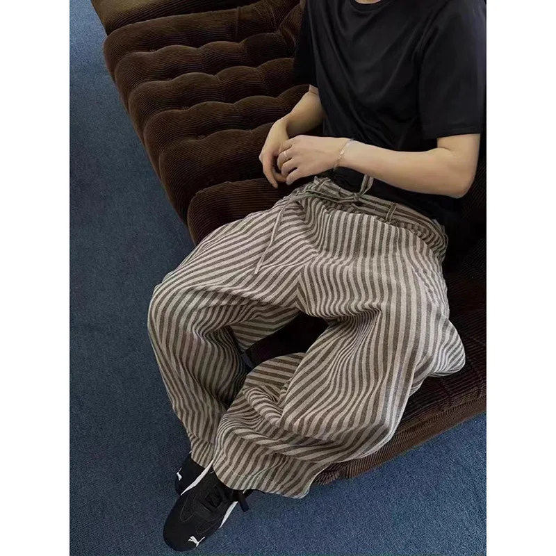 2026 Retro Hong Kong Style Loose Draped Straight Trousers Neutral Cool Vibe Thin Floor Length Casual Pants