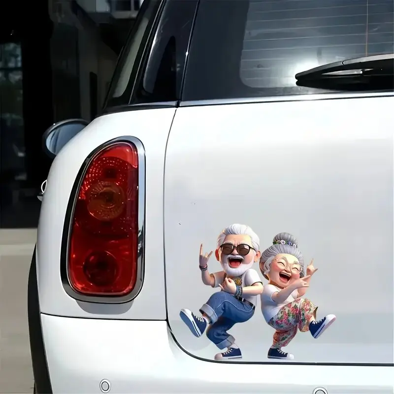 Fun Fun Dancing Senior Couple PVC Sticker, Waterproof Vinyl Decal for Car/Motorcycle/Truck/Laptop,