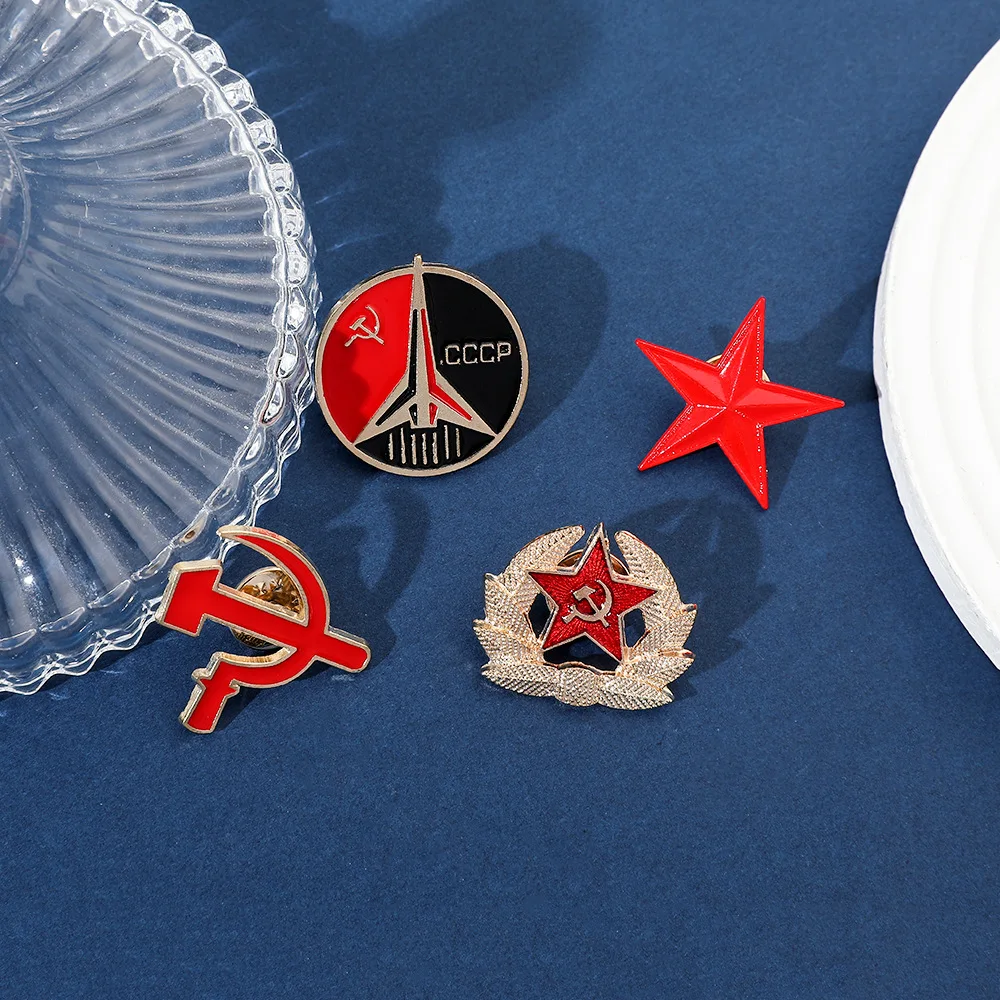 Retro-Symbol der UdSSR, Emaille-Anstecknadel, Roter Stern, Sichel und Hammer, Kaltkrieg, sowjetisches CCCP-Brosche, Geschenk, Abzeichen, Anstecknadel für Mantel, Mütze, Kleidung – Detail 4