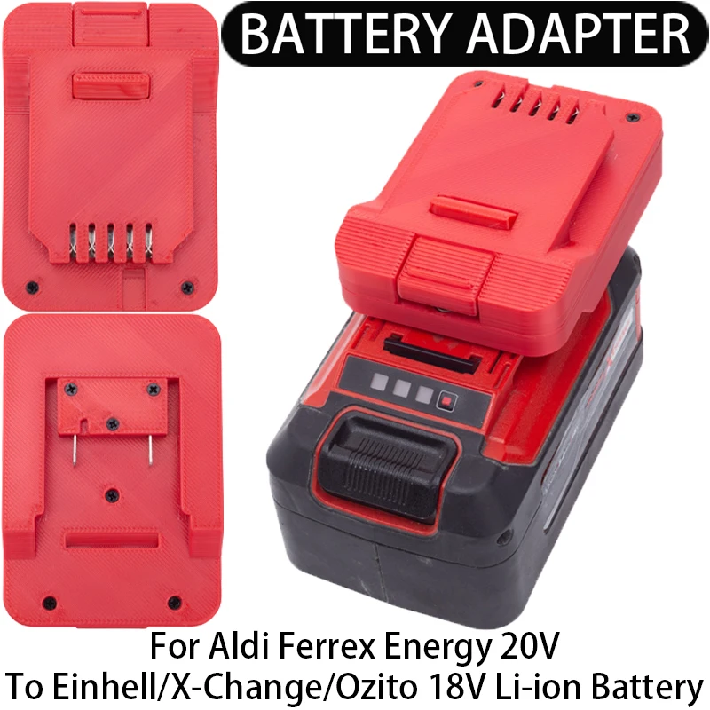 Адаптер/конвертер аккумулятора для Aldi Ferrex Energy 20 В, литий-ионные инструменты на Einhell/X-Change/Ozito, адаптер/конвертер литий-ионного аккумулятора 18 В Адаптер/конвертер аккумулятора для Aldi Ferrex Energy 20 В, литий-ионные инструменты на Einhell/X-Change/Ozito, адаптер/конвертер литий-ионного аккумулятора 18 В
