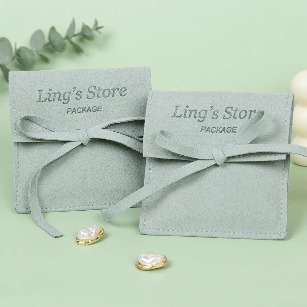 

100 шт. стильных мешочков из микрофибры с индивидуальным логотипом и шнурком для ювелирных изделий: колец, серег, браслетов, подвесок, ожерелий, ключей