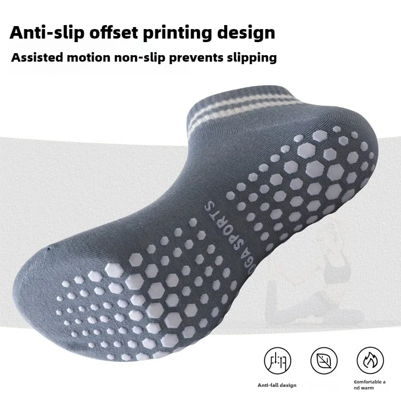 여성용 1 쌍 그립 양말 더블 줄무늬가있는 미끄럼 방지 필라테스 요가 양말 남성 운동 발레 스포츠 피트니스 운동 양말