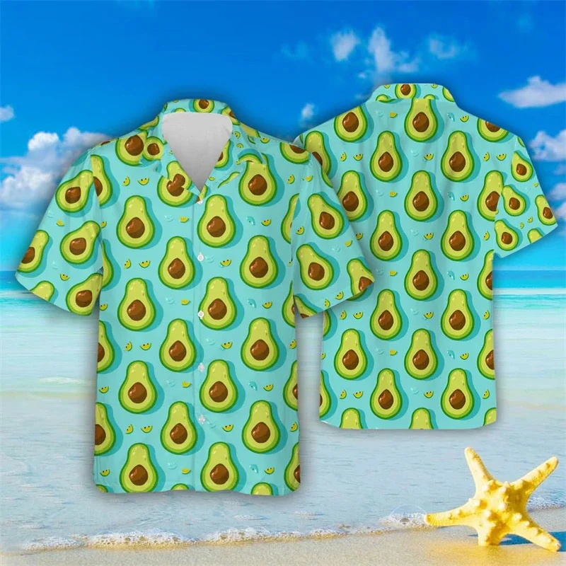 Summer Hawaiian 3D Tropical Fruit Avocado Printed Shirts For Men Children Fashion Funny Streetwear Short Shirts Shirts & Blouses