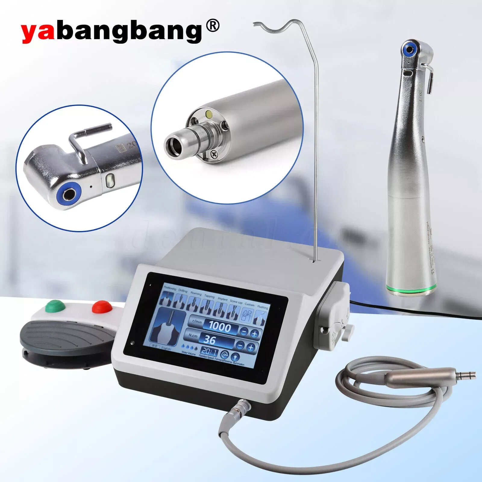 Dental Implant Motor Surgical Brushless Motor+20:1 Reduction Fiber Optic Led Contra Angle Handpiece