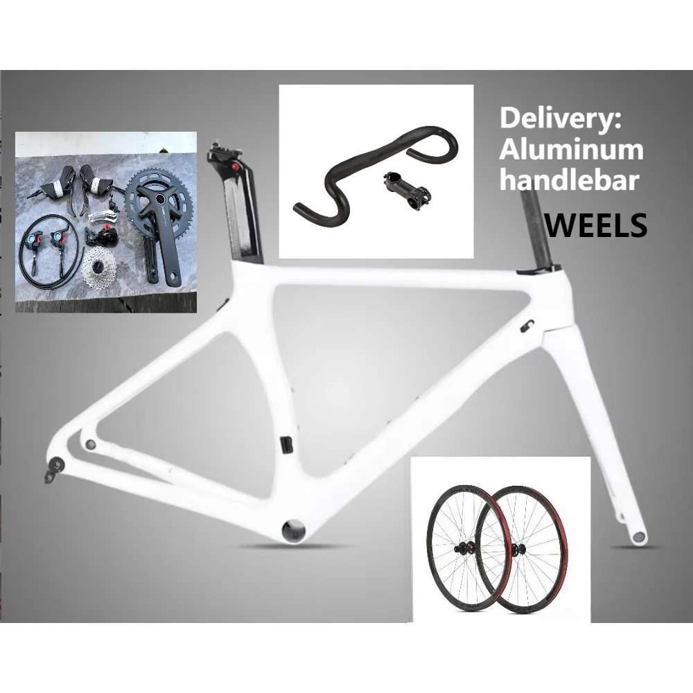 

TWITTER T800Carbon Fiber Road Bike Frame Draw Disc Brake+Aluminum Alloy Wheels+Aluminum Handlebar+Variable Speed 2*11Kit Options