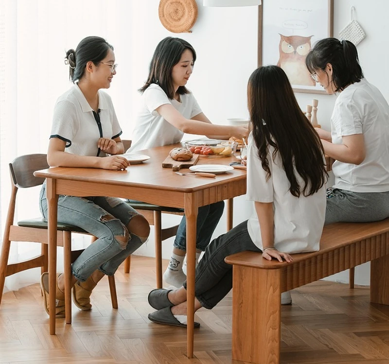 Taburete largo de cabecera de troncos de madera maciza de estilo japonés, banco de mesa de comedor para restaurante nórdico para el hogar