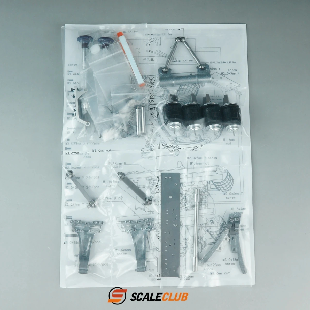 Scaleclub Model Rear Axle Single Airbag Suspension System For Tamiya Scania 770S MAN Benz Volvo RC Trailer Tipper Car Diy Parts