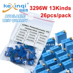 26pcs/set 3296W Potentiometer kit 100R 200R 500R 1K 2K 5K 10K 20K 50K 100K 200K 500K 1M Variable Resistors Set 13values x 2PCS