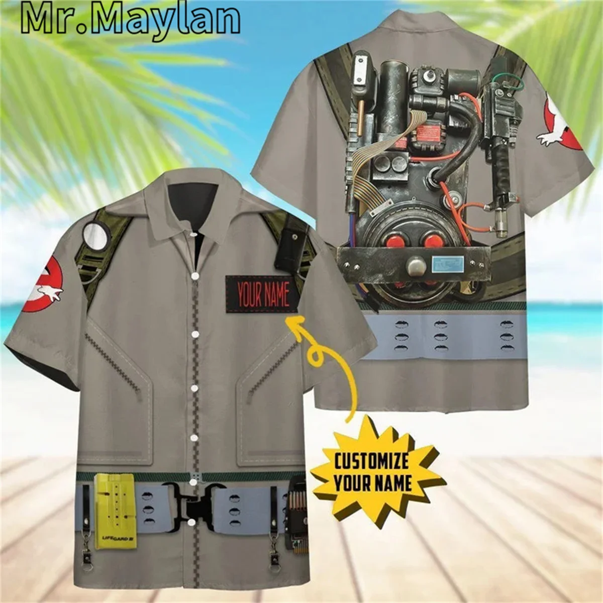 Cosplay Halloween Costume GHOSTBUSTERS 3D Hawaiian Summer Beach Men Shirts Short Sleeve Shirt Street Oversized 5XL Chemise Homme