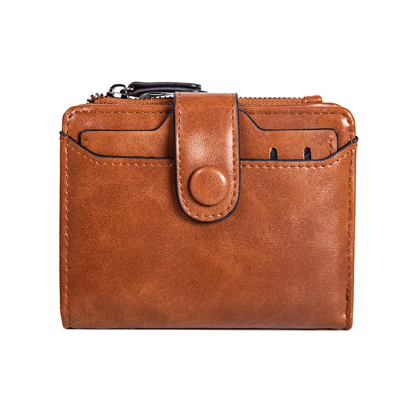 Western PU Leather Girl Student Multi Card  Slots Wallet Large Capacity Hasp Zipper Short Coin Purse for Girls