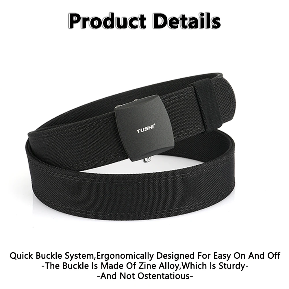 TUSHI Cintura da uomo militare dura Fibbia a sgancio rapido Cintura tattica multi-dimensione per uomo Cintura unisex Cintura da esterno Accessori IPSC