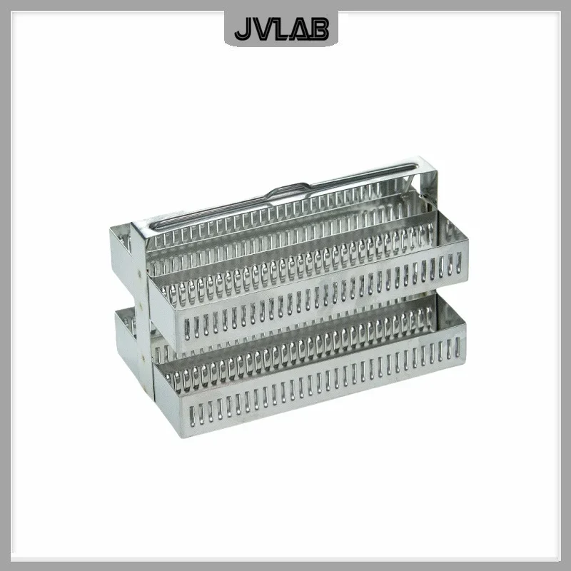 Stainless Steel Dyeing Rack Slides SUS Slides Staining Holder 132*70*73mm Up to 60 Slides without Tank Resistant Acid & Alkali