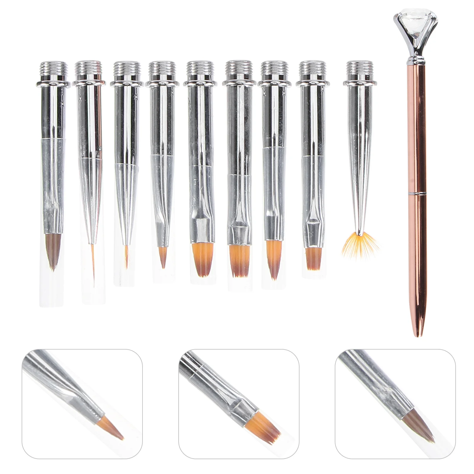 

9Pcs Nail Art Brush Set Crystal Pen Professional Nail Liner Dotting Flower Painting Tools for Home Salon