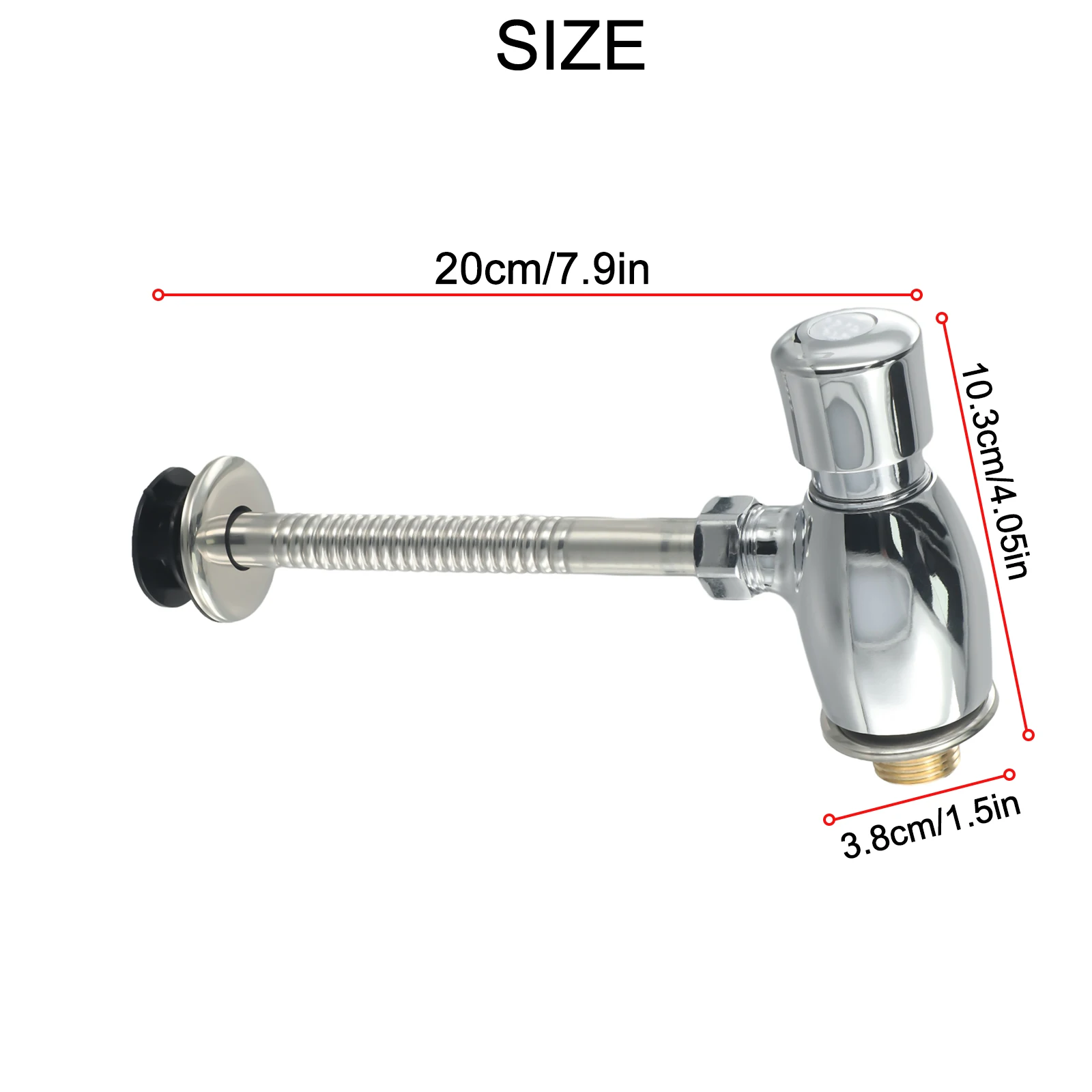 Flush Valve for Urinal with Manual Button Type and Delayed Automatic Shutoff for Water Efficient Public Toilet Systems