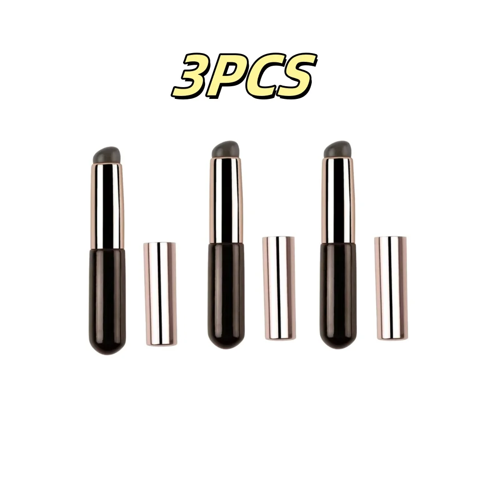 3 ชิ้นซิลิโคนแปรงทาปากพร้อมฝาครอบเช่นปลายนิ้ว Q แปรงลิปสติกแบบนุ่มมัลติฟังก์ชั่นคอนซีลเลอร์แปรง Eye Blooming แปรง