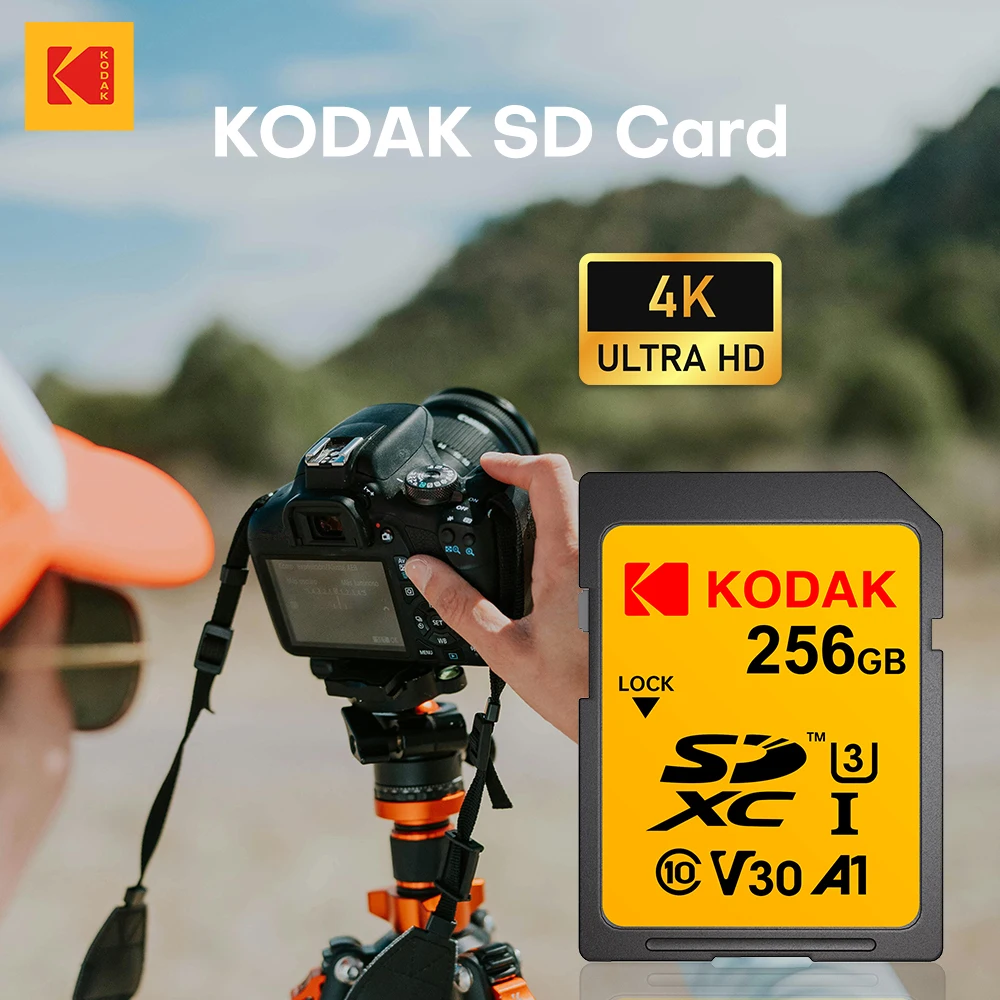 

KODAK microsd 256gb SD Card High speed C10 U3 32GB 64GB 128GB carte sd Memory Card USH-1 SDXC Flash usb stick sdcards For Camera