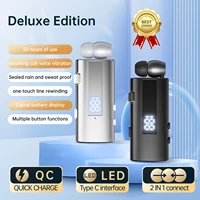 K92 50 horas Mini portátil inalámbrico BT 6,0 auriculares Bluetooth auriculares intrauditivos alerta vibratoria Clip de desgaste auriculares manos libres K55