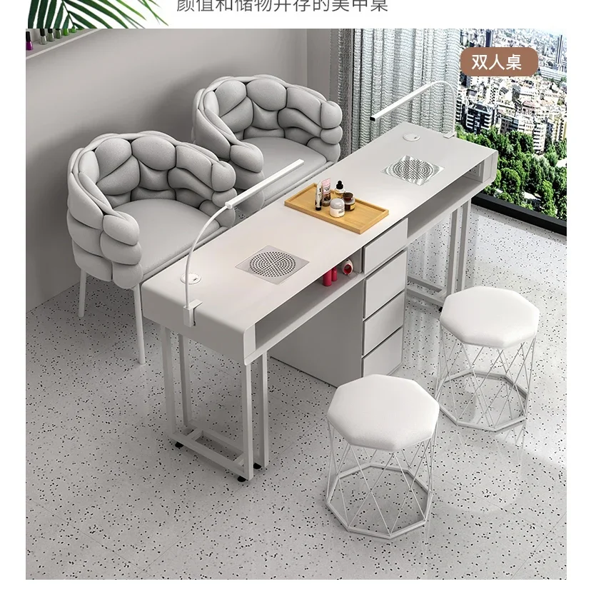 Designer Professional Nail Table Manicure Drawer Modern with Vacuum Cleaner Mesa De Manicure Women Beauty Salon Furniture HY