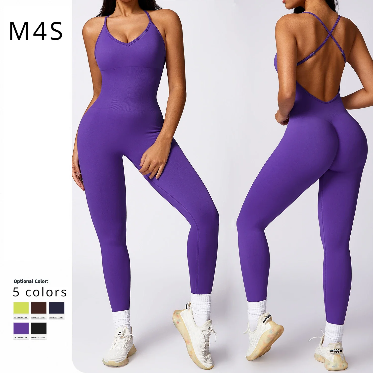 Seamless Backless One Piece Women Yoga Set Sport Jumpsuit Gym Fitness Workout Set Active Wear Tracksuit Sport Bodysuit Outfit