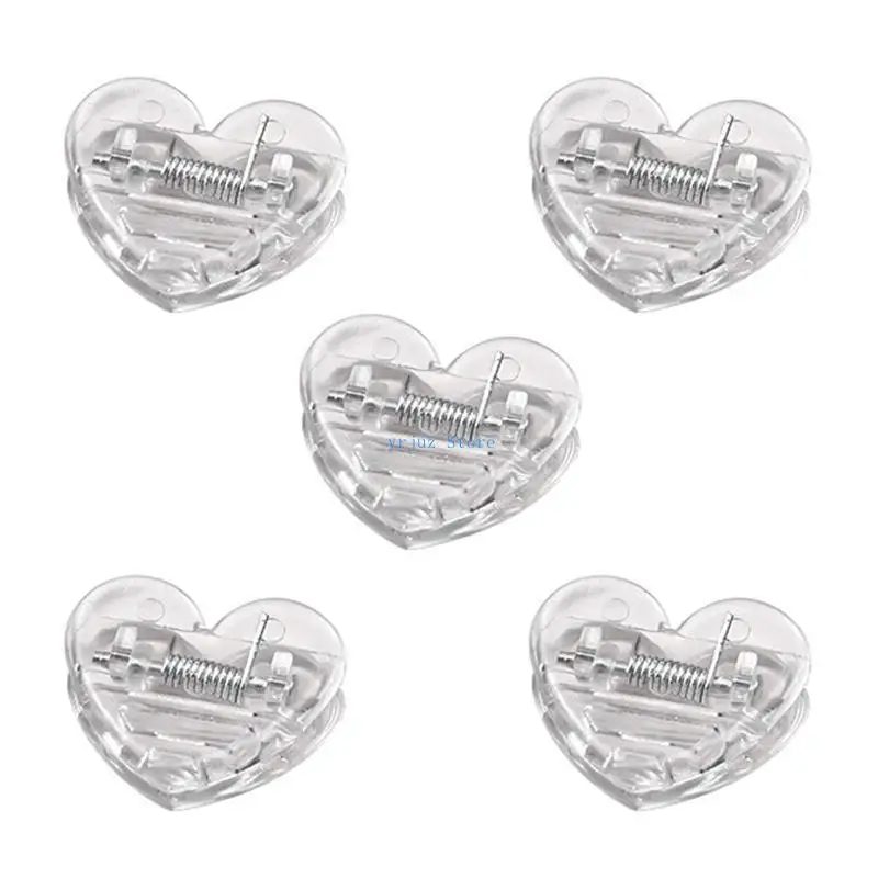 

583D 5 Heart Paper Clamps Small Plastic Binder Clisp File Document Folder Clips