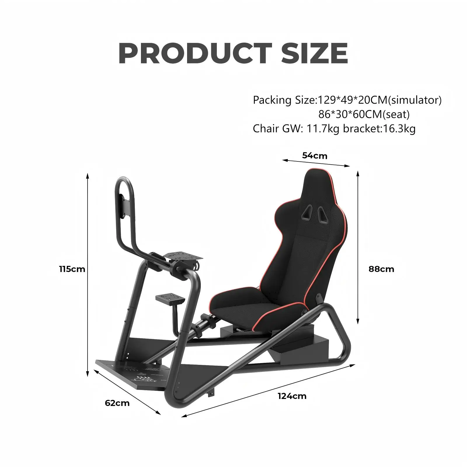 Indoor Adjustable Sport Sim Racing Cockpit Chair with Stainless Steel Frame for Gaming and Game Centers-English Language Support