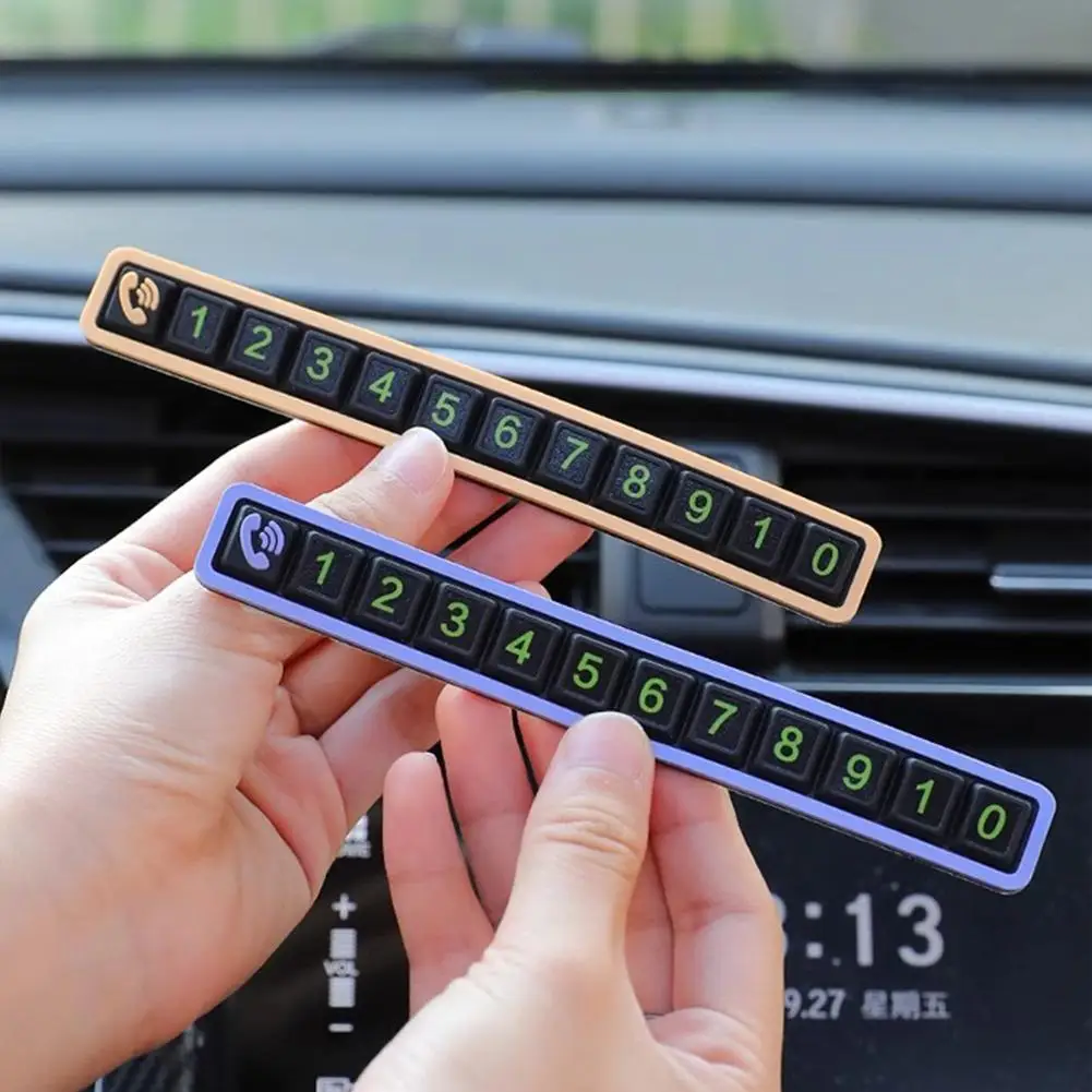 Car Temporary Parking Card Phone Number Plate Soft Rubber Dashboard Notification Sticker Universal Auto Interior Decor
